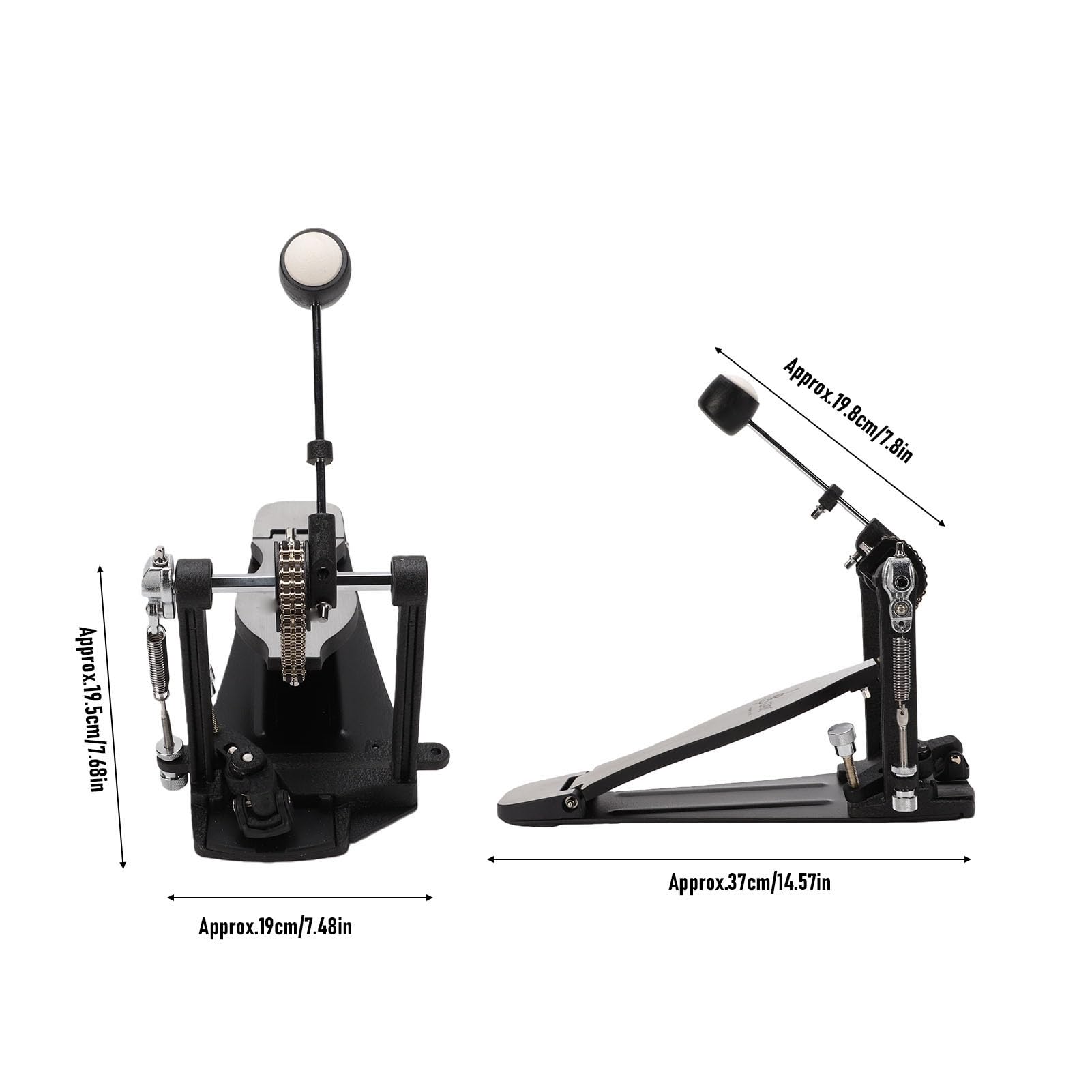 VGEBY Pedale per Grancassa, Pedale per Batteria in Lega a Doppia Catena con Base Antiscivolo, Battitore Ergonomico, Controllo Stabile della Cassa per Performance Jazz e Batteristi di Pratica