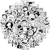 Kids Anime Stickers Mixed Pack, 100pcs Black and White Cartoon Characters Decals Movie Decorative Sticker for Kids Teens Waterproof Stickers for Water Bottle Laptop Luggage Helmet Skateboard Guitar