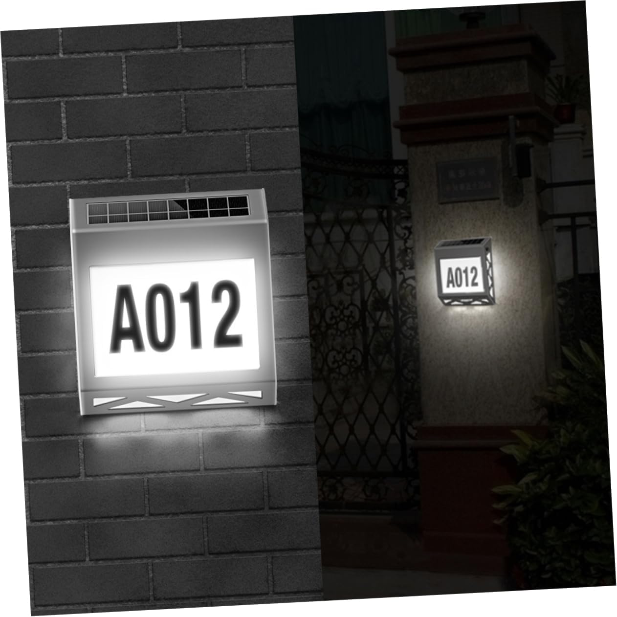 Lurrose 1set Solar Door Number Light Address Plaque Lamp for Outdoor Use Solar Powered House Numbers Easy Installation for Garden Porch Pathway