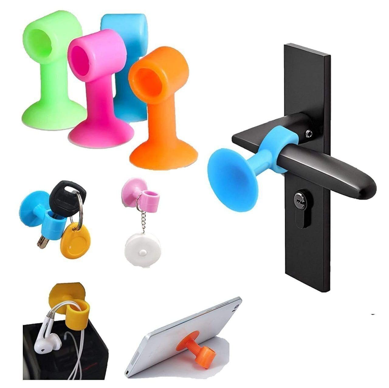 Door Stopper Mini Anti-Collision Silicone Door Handle Wall Protectors Mobile Stand Data Cable Organizer Key Holder Crash Pad Bumper Guard Rubber Stop Wall Mute Crash Pad-image-11