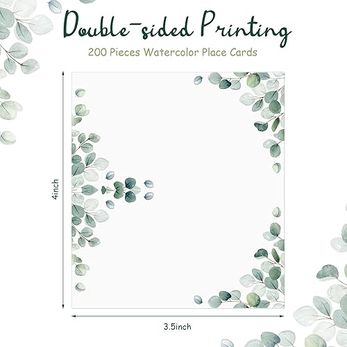 Miniatura 9 de Paquete de 100 tarjetas de lugar de acuarela para bodas, vegetación, asientos de tienda, tarjetas de mesa en blanco, tarjetas imprimibles, tarjetas