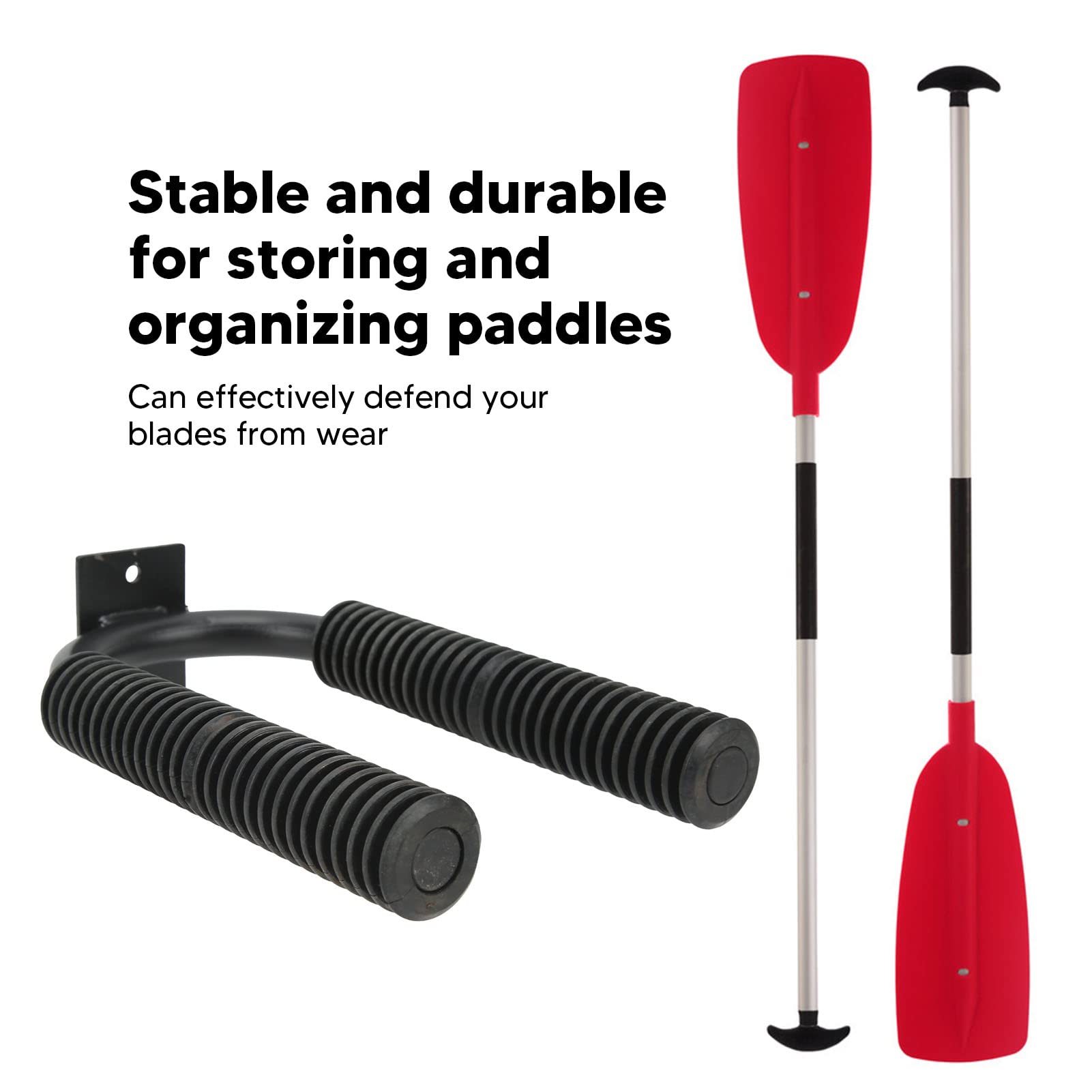 Kajak-Paddelständer, Eisen, Gummi, stabile Konstruktion, Kajak-Paddelhalter, Wandmontage, einfache Installation, Kanu-Paddelständer