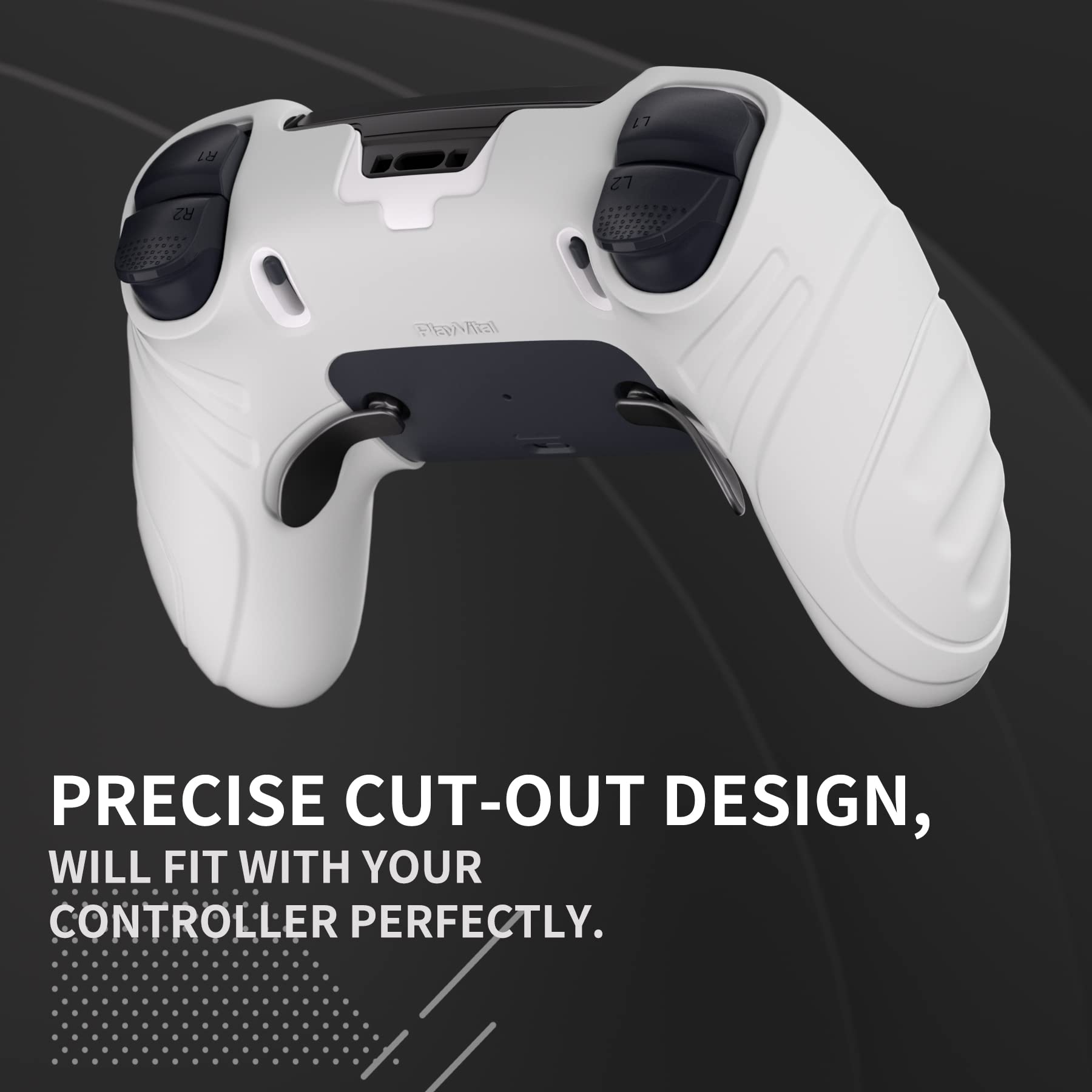 PlayVital Skórki do ps5 Edge Controller,Miękka Silikonowe Ochronne do ps5 Edge,Ergonomiczne Obudowy do ps5 z Nakładkami Kciuki-Biały(Guardian Edition)
