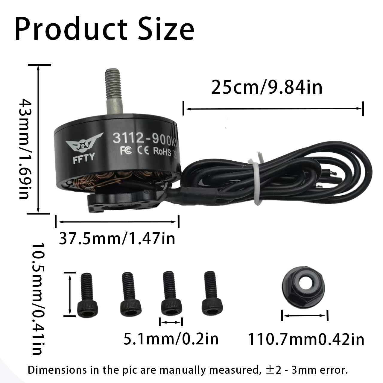 3112 900KV Brushless Motor for Drone – High-Thrust BLDC Motor for 8-9 Inch Props, 1545W Power, RC Plane, FPV Quadcopter, Hexacopter