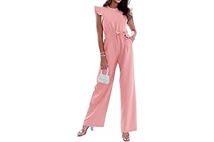 Women's Crew Neck Pink Jumpsuit