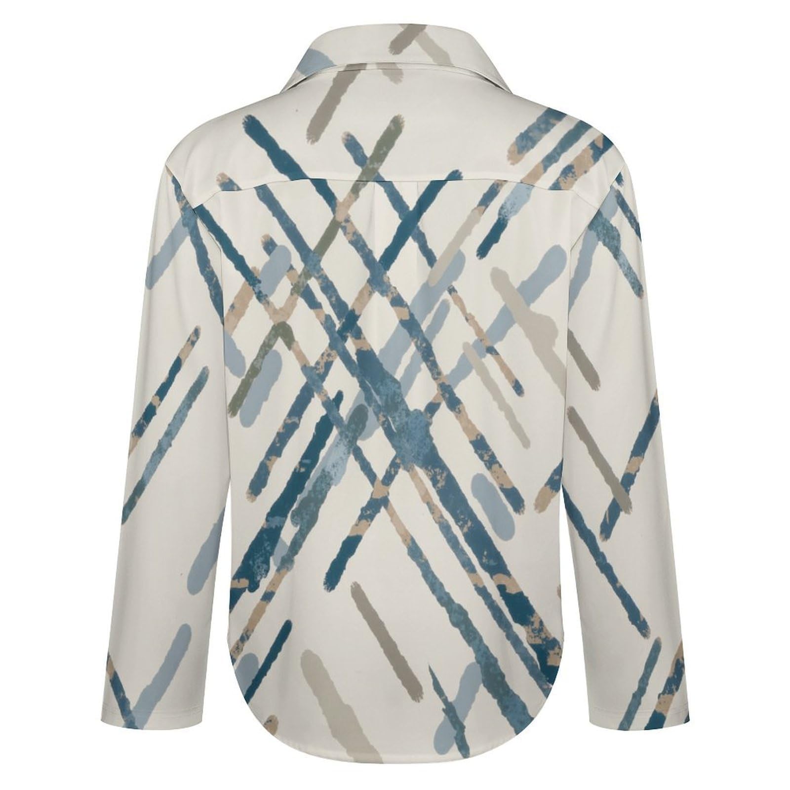 Camicia a Donna Manica Lunga Linee Diagonali Blusa Moda