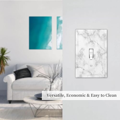 Miniatura 7 de Cubierta decorativa de interruptor de luz de mármol blanco y gris, placa frontal de plástico de 1 banda para decoración de baño, hogar, dormitorio,