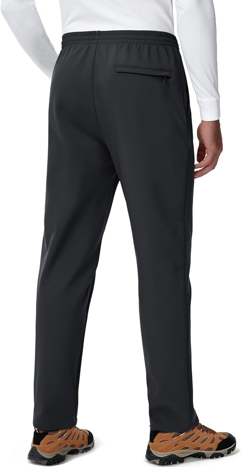 MAGCOMSEN Men's Fleece Lined Sweatpants with Zipper Pockets Athletic Workout Running Winter Water Resistant Pants - Image 2