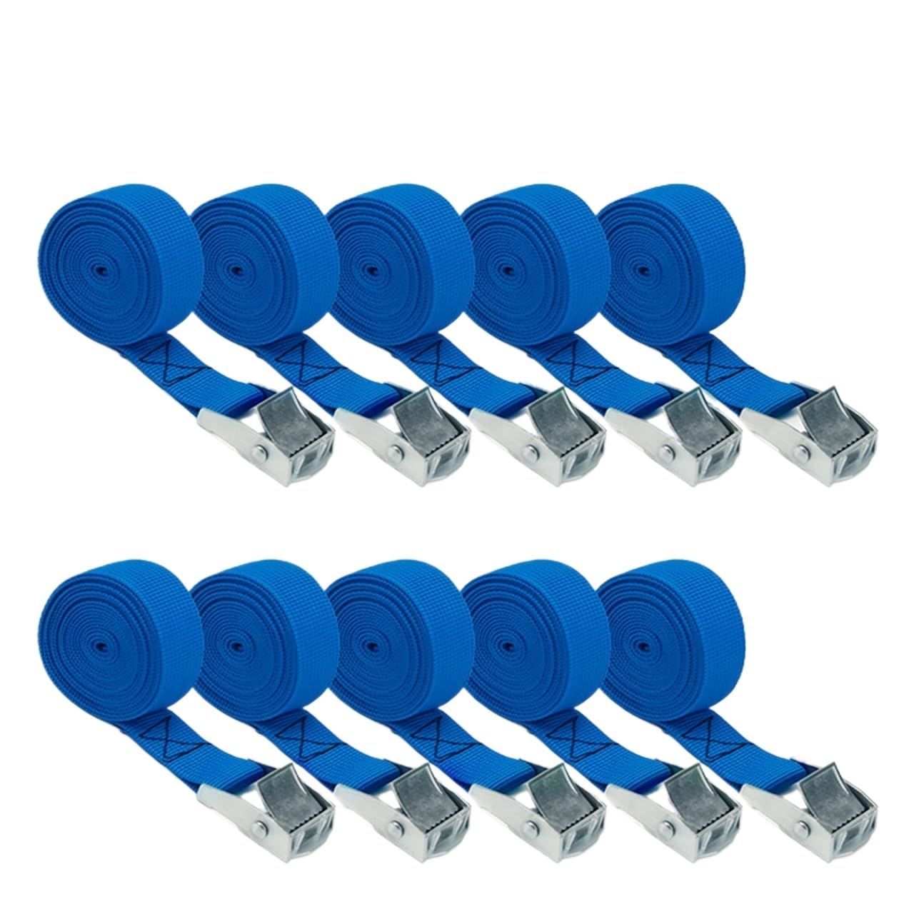 Sangles d'arrimage, Lot de 10 sangles d'arrimage robustes avec verrouillage serrage - Noir/Rouge/Bleu Outil fixation for motos et bagages(Blauw)