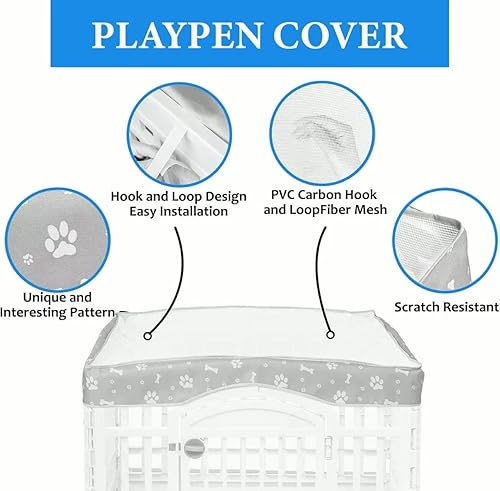 Miniatura 4 de Almohadilla inferior para corralito de perros y cubierta superior de malla para corralitos de 36 x 36 pulgadas (valla no incluida), reutilizable