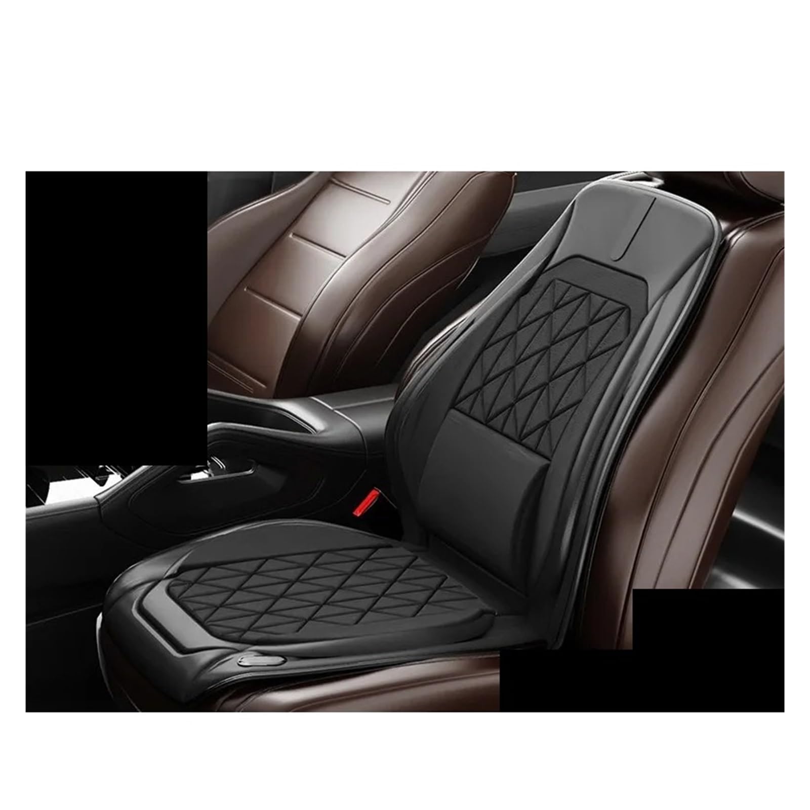 Lote Fundas Asientos Coche Cojín De Asiento con Calefacción Grafeno Soporte para La Cintura Invierno Funda Universal para Coche 12V Y 24V(Black Seat 24v)
