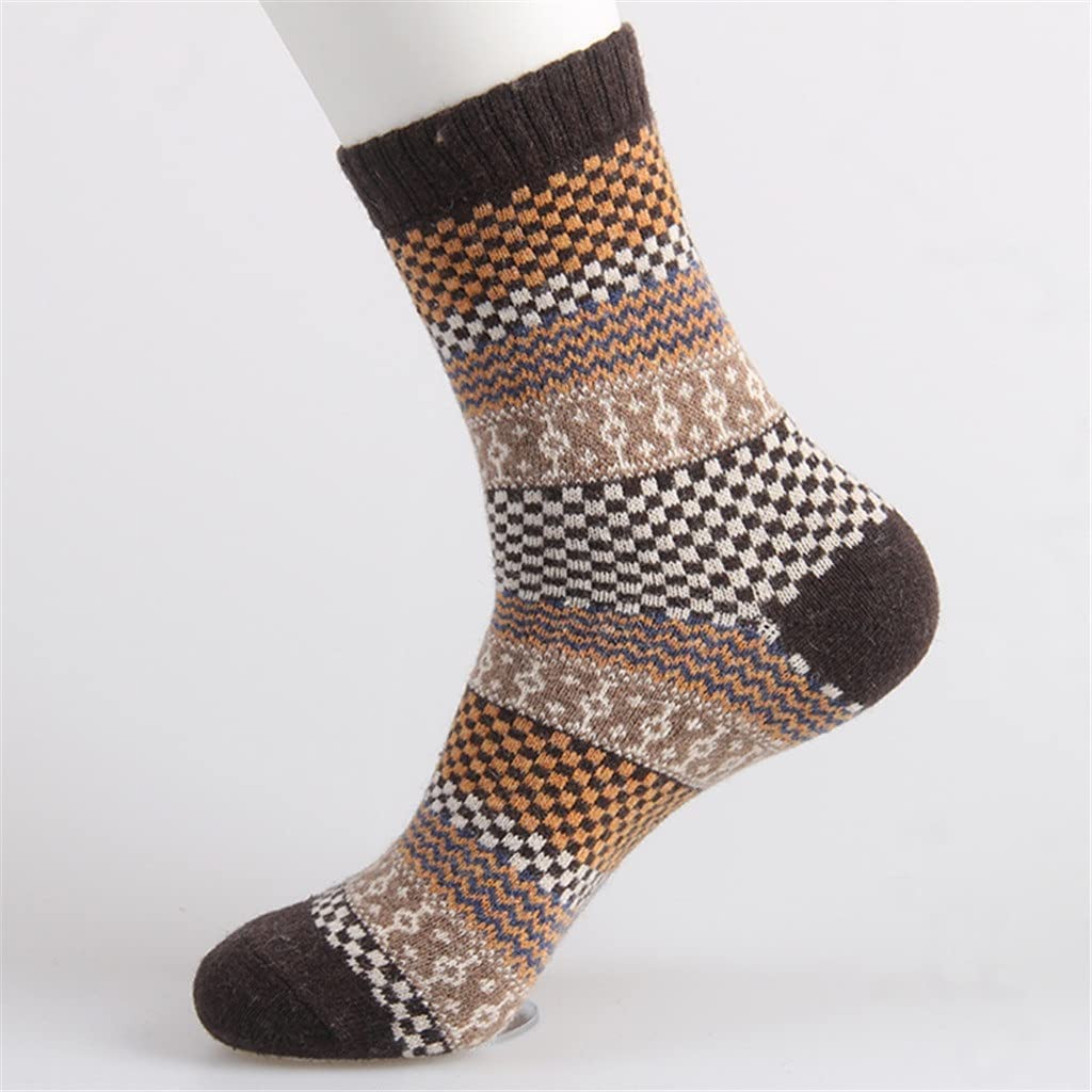 5 Pares/Lote Hombres Calcetines Invierno Grueso cálido Raya Calcetines de Lana Calcetines Casuales de Calcetines de Macho (Color: 5 Pares Tamaño: Un tamaño)