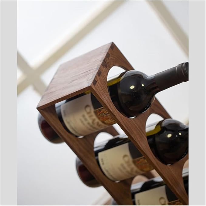 Estante para Vino de Madera de Nogal, Organizador de Botellas miniatura 5