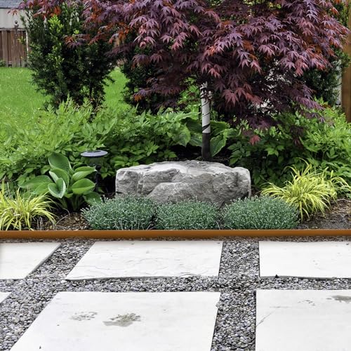 KOL Weather Resistant Steel Flexible Garden Lawn Edging, 10-Pack Pre-Rusted Metal Landscape Edging Strips - Heavy Duty Hammer-in Border with 11 Clips - 16-Gauge - 40\" L x 4.5\" H (33FT Total Length)