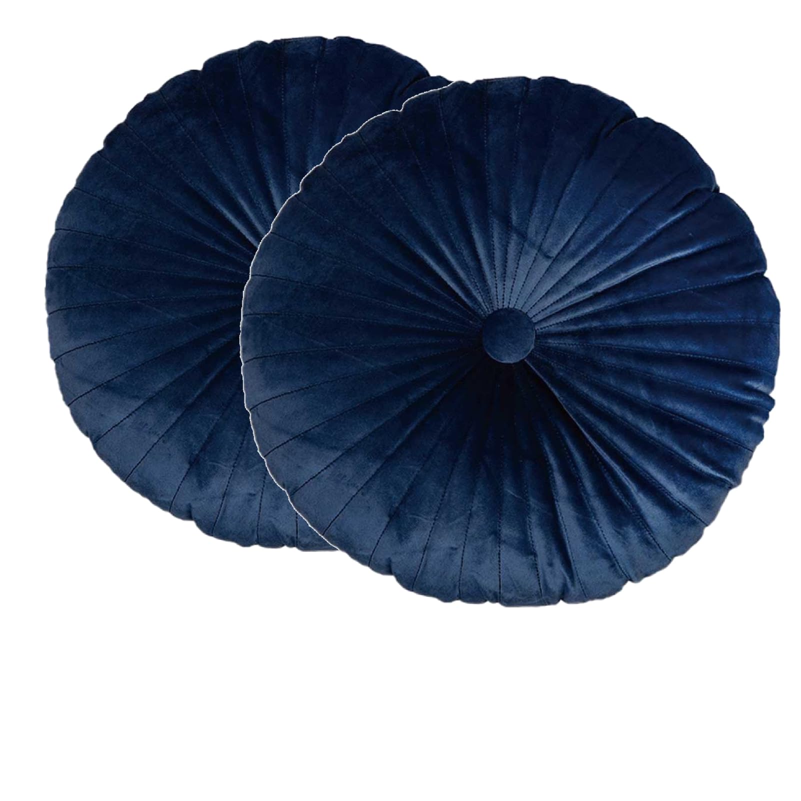 YB-FCJKPA 2PCS Velvet Round Pumpkin Throw Pillow with PP Cotton Filling, Pleated Decorative Pillows Pouf Cushions for Home Decor (Navy Blue)