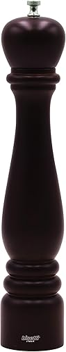 Miniatura 5 de Bisetti Molinillo de pimienta de madera de haya Roma de 7.5 pulgadas con molinillo de acero al carbono ajustable con acabado de nogal, fabricado en