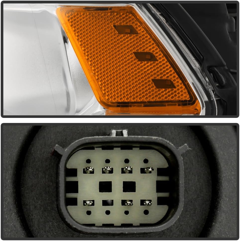 KEEKPO - For 2014-2017 Dodge Durango Chrome Housing Halogen w/o LED DRL Projector Headlights Headliamps Pair Left+Right