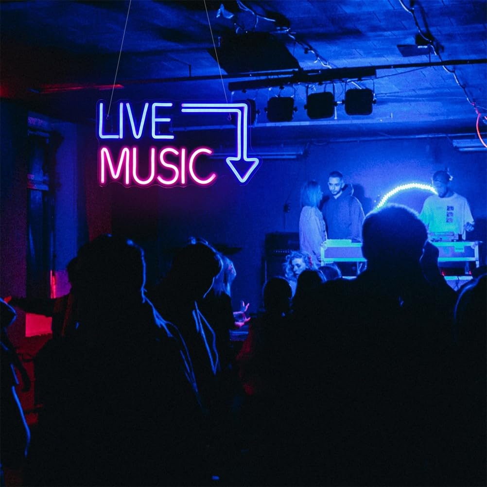 Insegna al Neon di Musica dal Vivo Barra della Musica Segno di Luce al Neon Festa in Musica LED Luce al Neon casa Camera Decorazione murale Negozio Decoro Festival Musicale luci al Neon,A