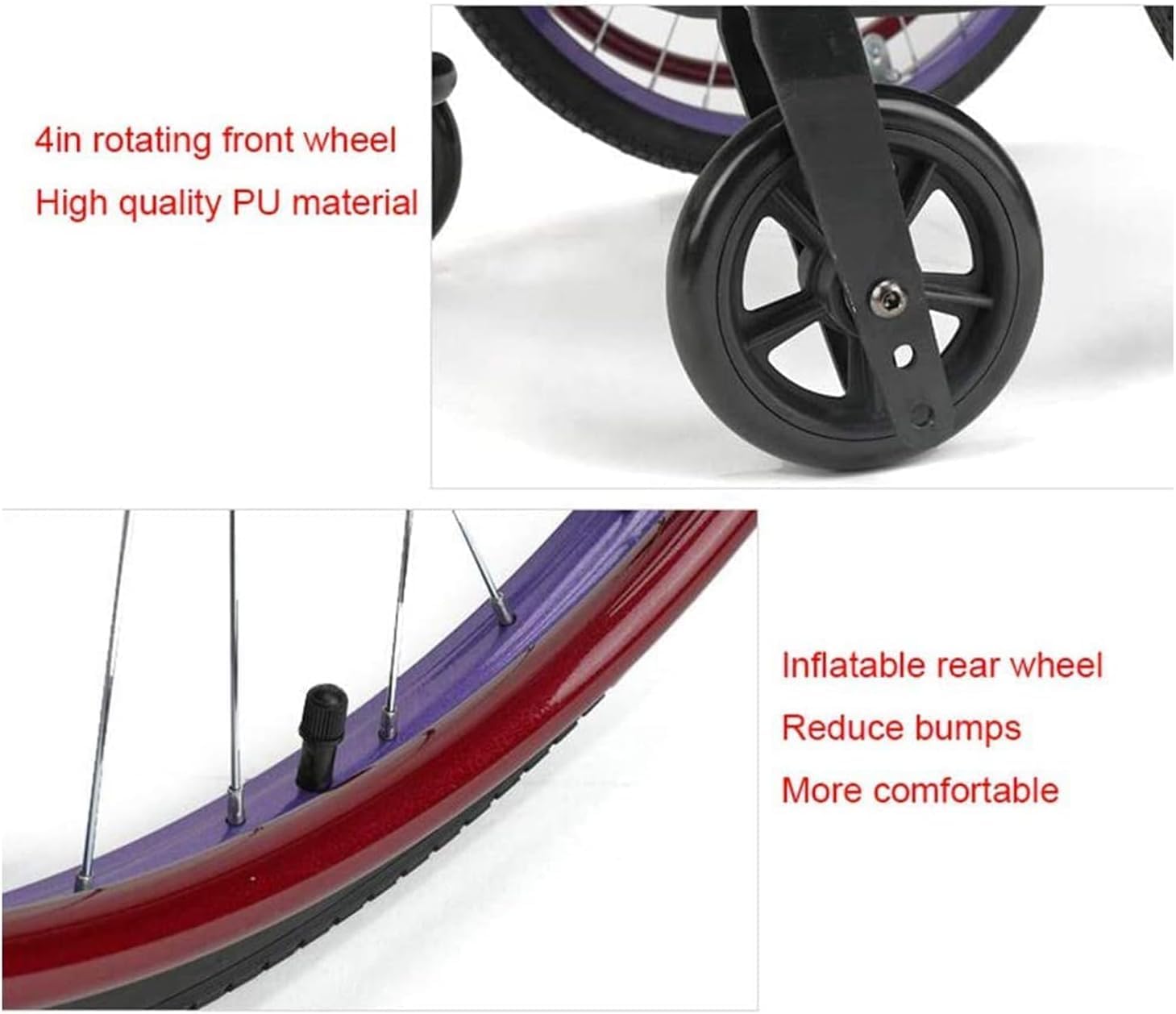 SYALEO Ocio Deportes Silla de Ruedas Aleación de Aluminio Silla de Ruedas Manual Ligera Plegable Autopropulsada Silla de Ruedas Silla de Transporte Ayuda de Movilidad para Ancianos discapacitados