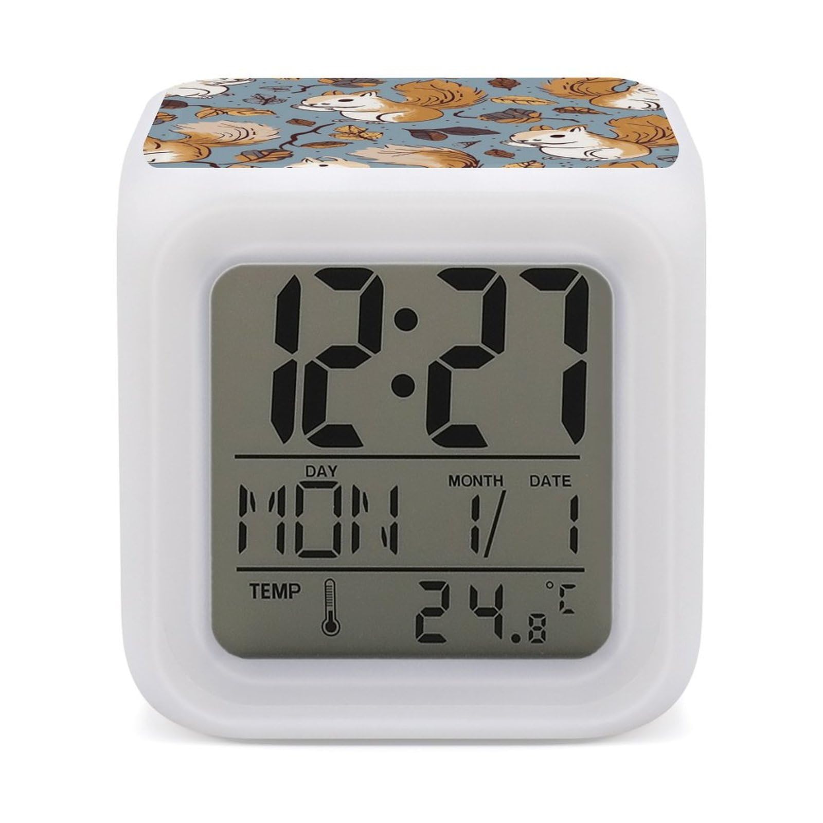 Réveil numérique gros dormeur affichage LED écureuil horloge de chevet
