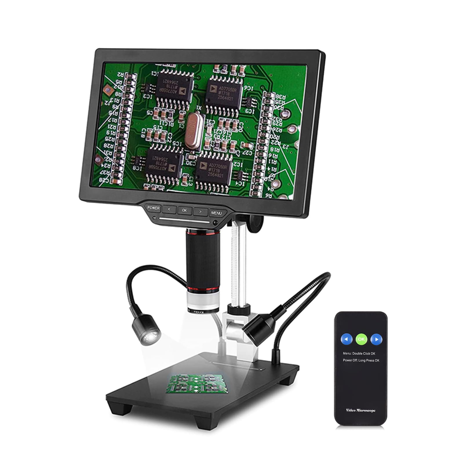 Andoer Microscopio Digital USB LCD de 10,1" Microscopio de Monedas 1080P 1-1600X 16MP Ligereza con Control táctil con Control Remoto para observación de Insectos de Plantas niños