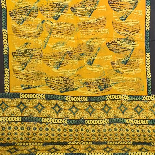 Image of Ethnics of Kutch Ajrakh Modal Silk Saree For Women | Natural Dye Hand Block Print |With Unstitched Blouse Piece | 5.5 Mtr Length (Yellow 27A01G)