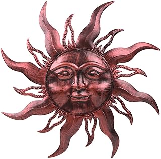 HOBYLUBY 28'' Metal Sun Wall Decor, Large Outdoor Wall Art Decor Hanging...