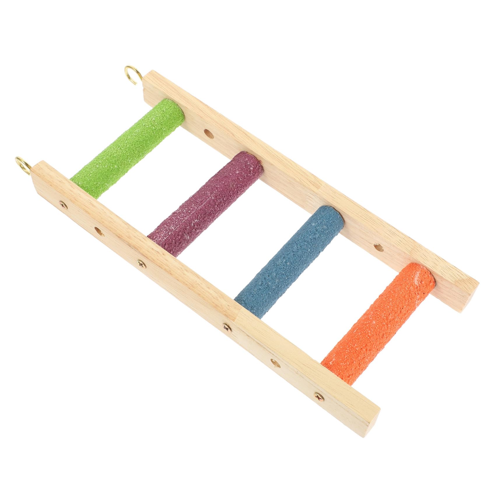 CVUTOVO Parrot Ladder Wooden Climbing Toy for Small Medium Birds Hamsters Birdcage Accessory Indoor Training Playground Safe Sandpaper Wood 9.02X3.98X0.83In
