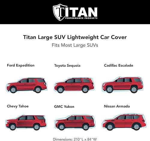 Miniatura 3 de Titan - Funda ligera de polietileno 210T para SUV grandes de 207-212 pulgadas, impermeable, protección UV, resistente a los arañazos, apertura con
