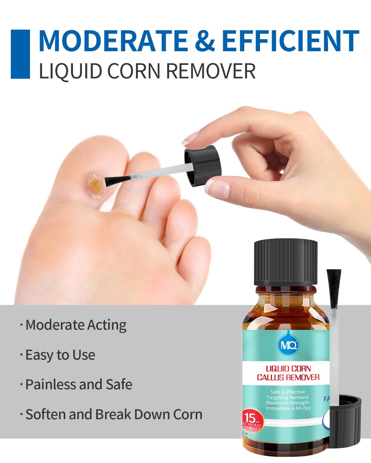 MQ 2Pcs RIMOZIONE LIQUIDA DI VERRUCHE E CALAMBRE, 15ml Rimuovi Verruca, Soluzione Contro Calli e Duroni, Rimuovi Calli, Rimuovi Verruche, Alleviamento del Dolore da Mais e Cura dei Piedi