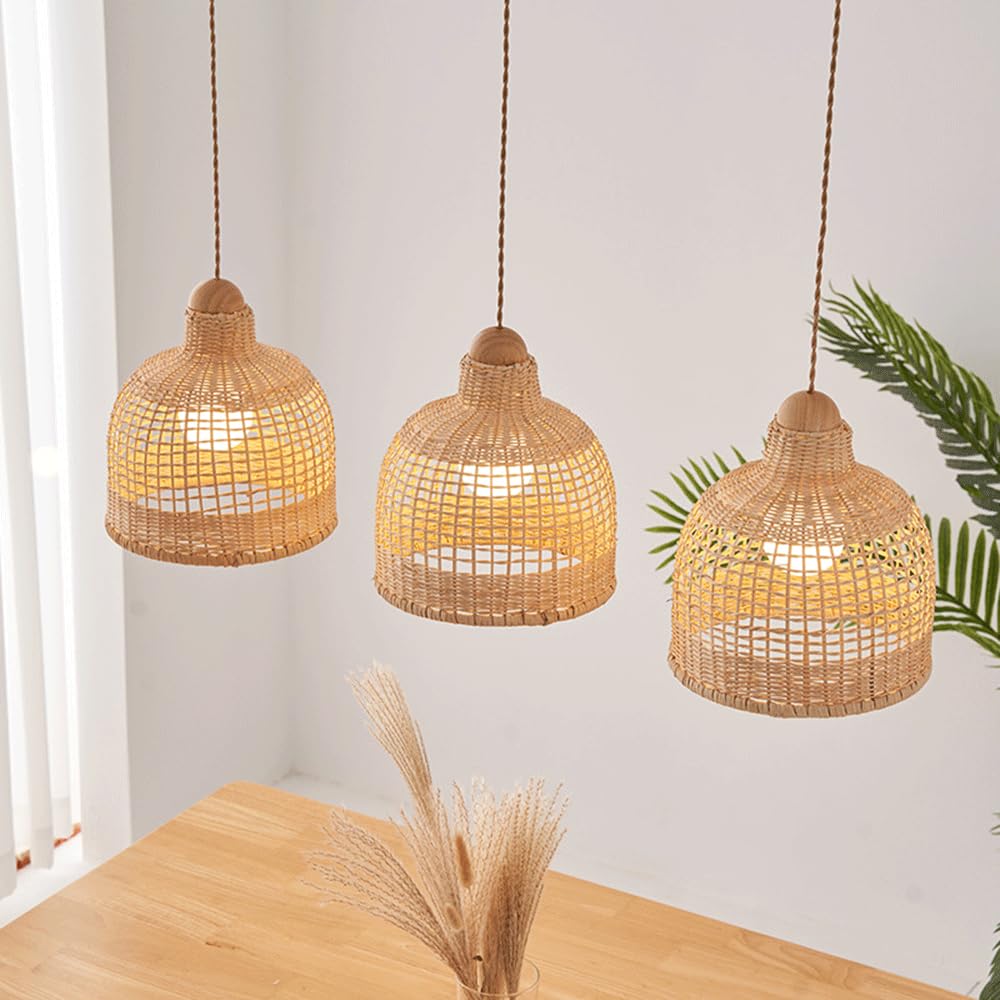 Wisząca Lampa W Stylu Boho Z Bambusowego Kosza Wisząca Lampa W Stylu Boho Z Wikliny Z Połowy Wieku Jadalnia Z Plecionego Torusa, Żyrandol Sufitowy Wisząca Lampa Nocna Do Sypialni,