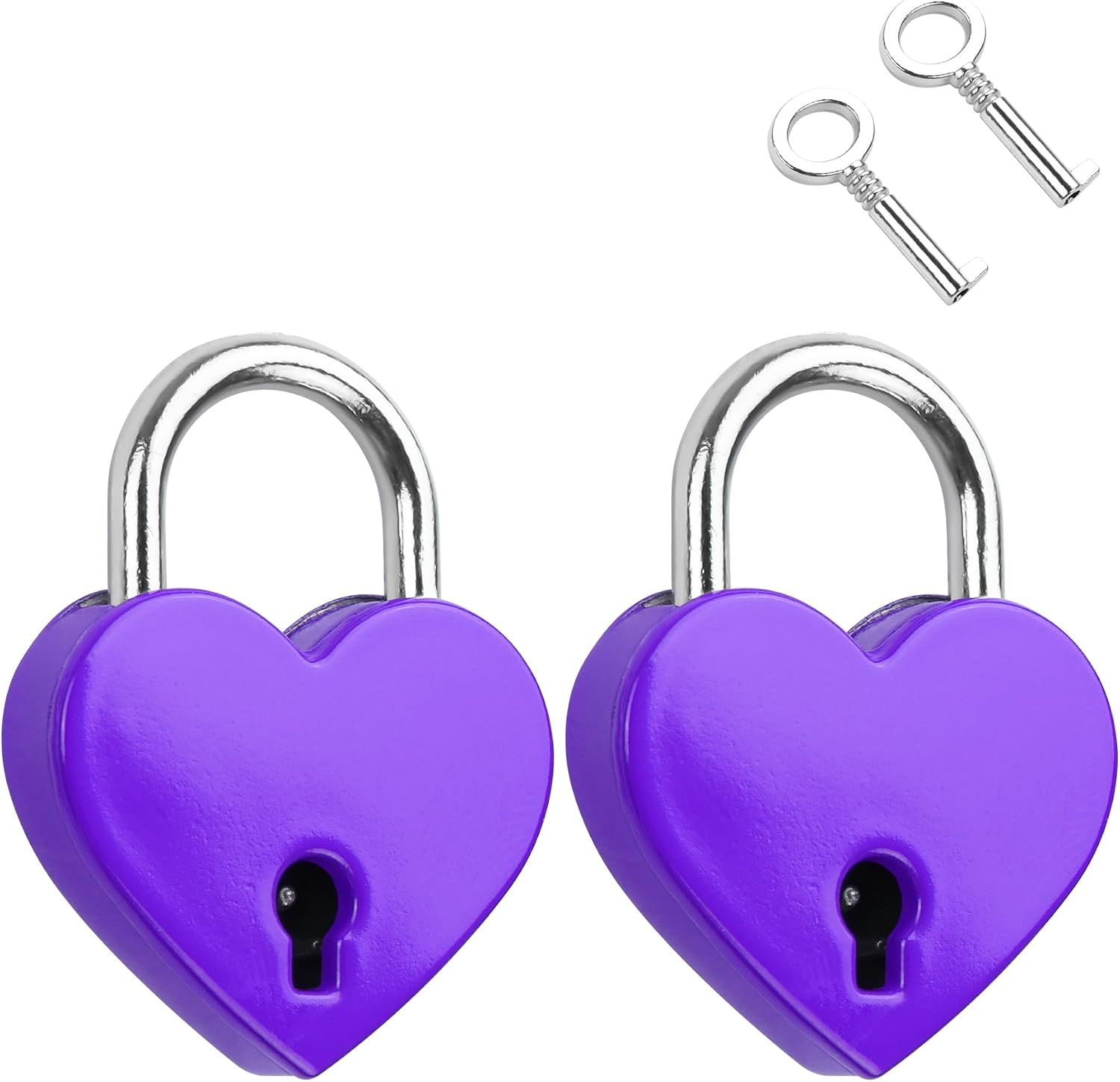 YAODHAOD Love Lock Heart Padlock with Keys,Romantic Couples Gift for Anniversaries, Valentine's Day, Wedding - Heart Shaped Lock, Long Distance Relationship Keepsake (2PCS) (Purple, Mini)