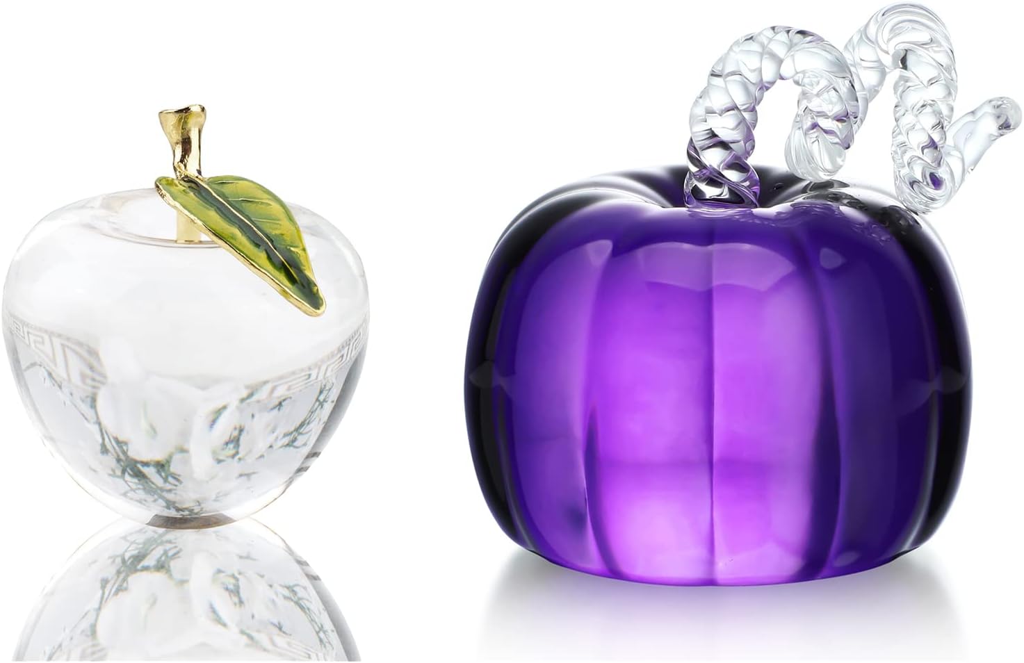 H&D Crystal Fruit Figurine, Glass Fruit Sculpture