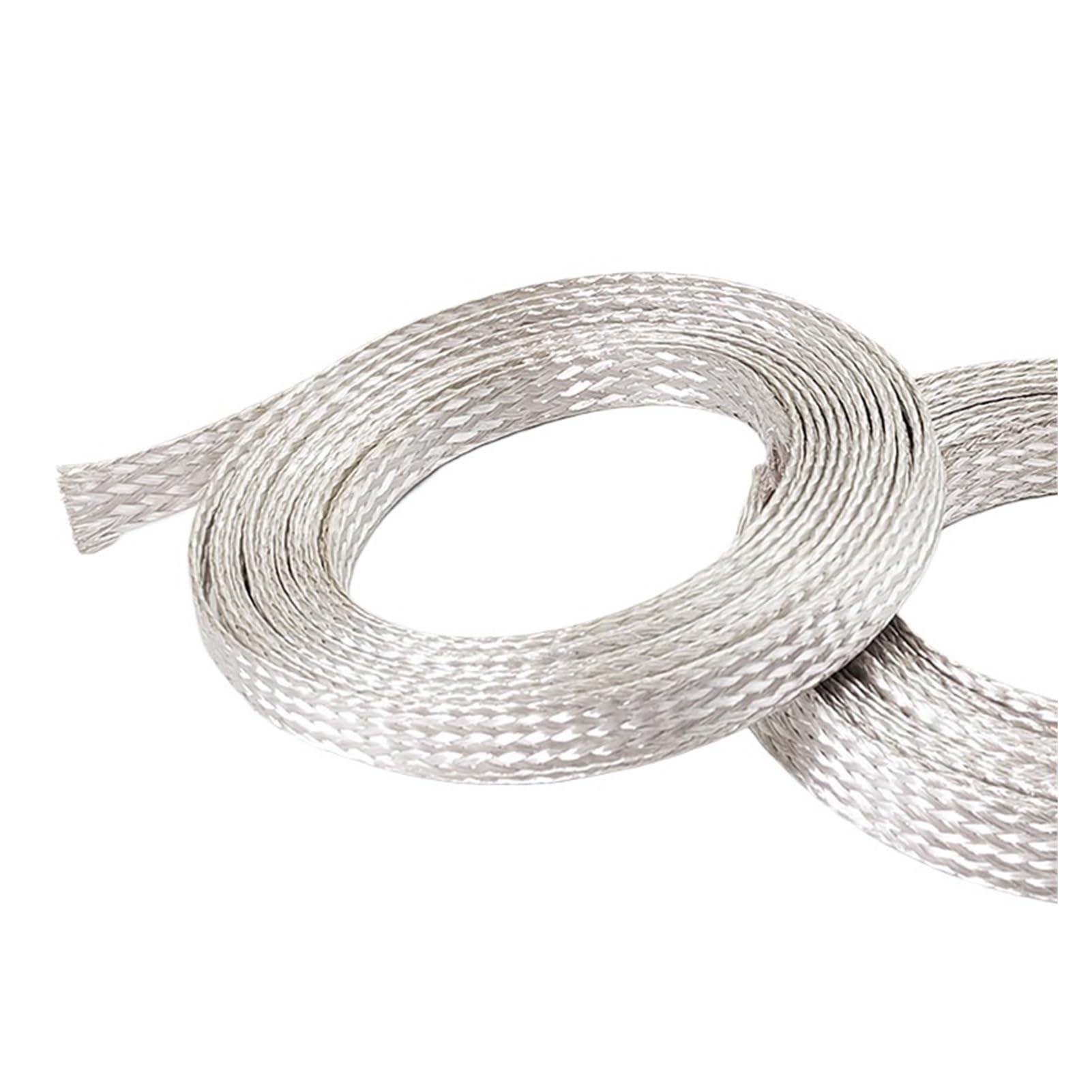 Cable trenzado de cobre plano ID 2 mm/4 mm/6 mm/8/10/12/16/20/25 mm apantallamiento antiinterferencias chapado en cobre plateado cable de señal trenzado telescópico (10 mm)