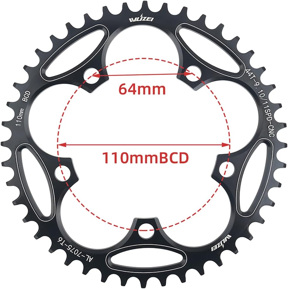 110/130 BCD Chainring 36/38/40/42/44/46/48/50/52/54/56/58/60T 5 Screws Round Narrow Wide Bicycle Chainring for 9/10/11 Speed Road Bike Folding Bicycle