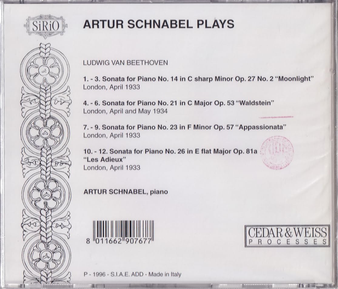 Schnabel Plays Beethoven Sonat