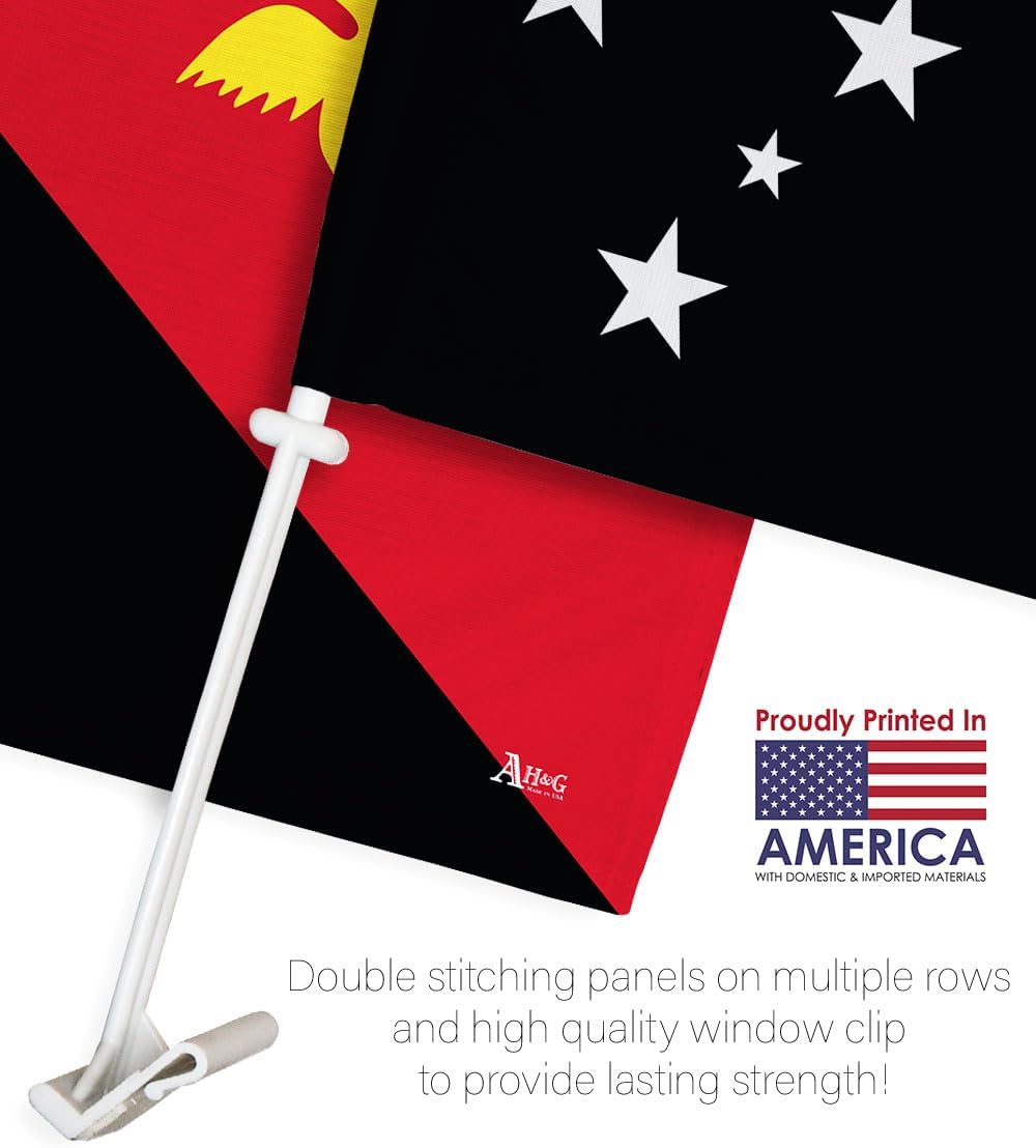 Papua New Guinean Car Flag Bandera Para Carros De Papua New Guinea Decor For Window Clip Mount Auto Accessories Sport Fan Gifts League Olympics Party Supplies Patriotic Decorations Made in USA