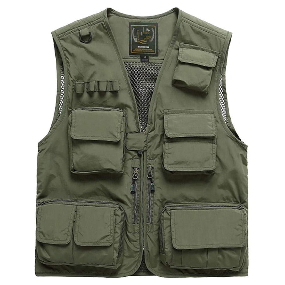 XUMKFJRE Gilet de pêche à la mouche pour homme, multipoches, gilet de