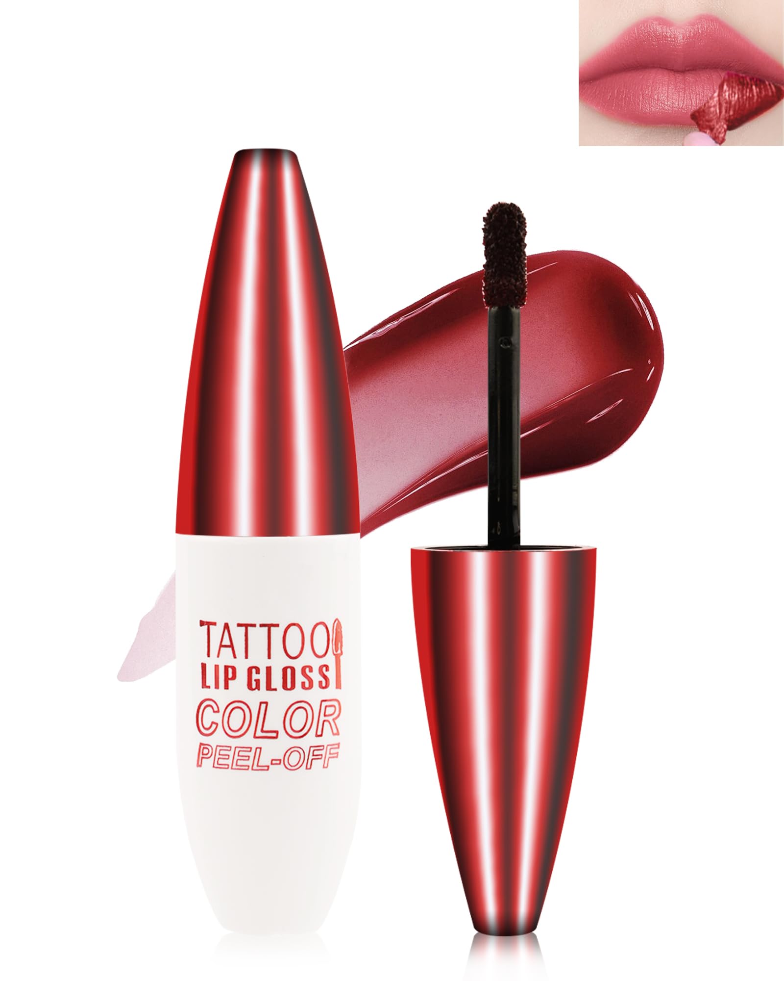 Peel Off Lip Stain - Nude Pink Matte Lip Liner Stain Waterproof Long Wear 24H, High Pigmented Lip Tattoo Peel Off Lip Tint Stain, Transfer-Proof & Non-Stick Cup, Liquid Lip Gloss Makeup for Women-04