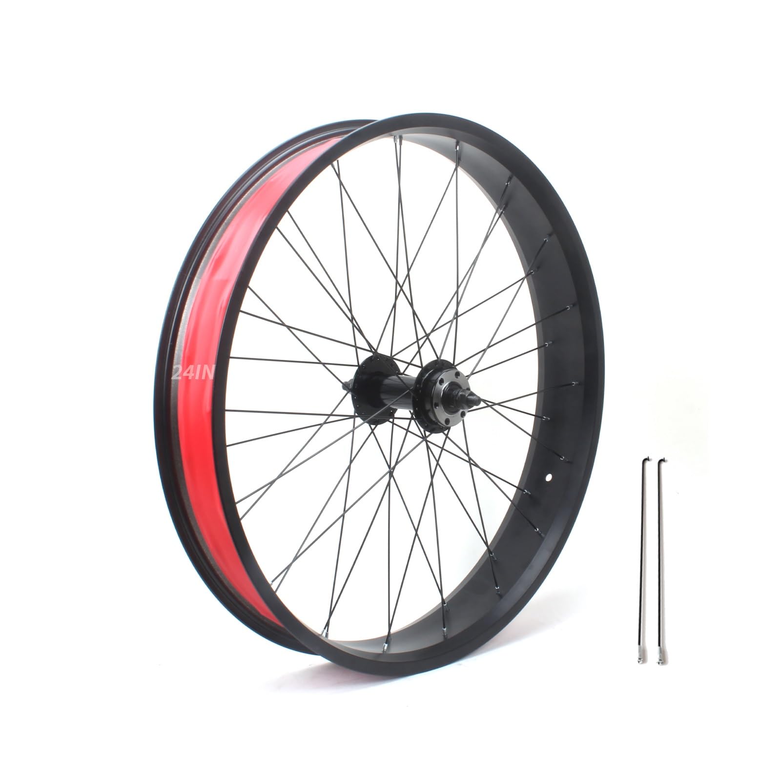 ZXGSXIOU 20in/24in/26in X 4.0" Fat Tire Bike Wheels Disc Brake Snow Front Rear Wheel Solid Shaft 135mm/195mm 36H Hubs Beach Wheelset For 7/8/9/10s Rotary Freewheel 14G Spokes E-Bike