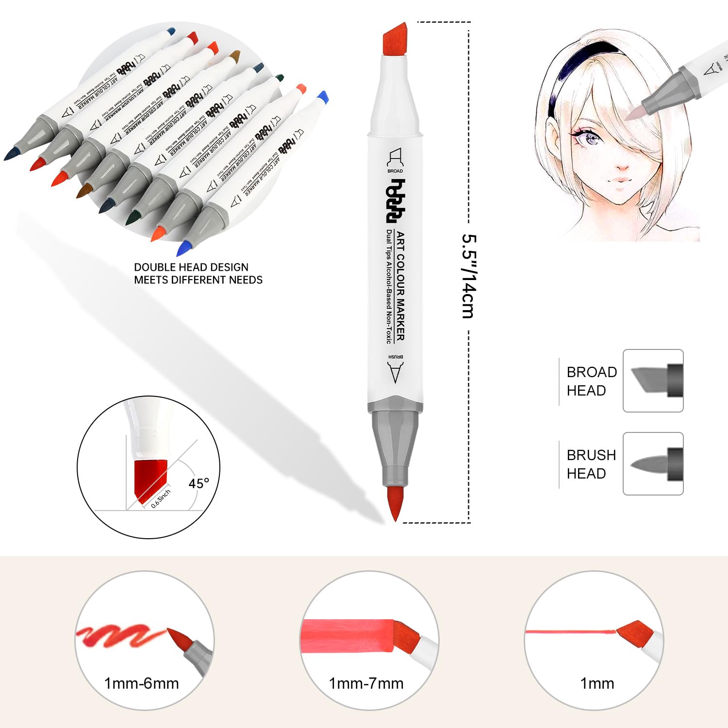 hhhouu 88 Colori Pennarelli, Pennarelli da Disegno Doppia Punta (Pennello e Punta Chisel) per Pennarelli per Artisti Adulti Colorazione e Illustrazione schizzi, calligrafia, disegno HO-MK88
