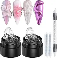 Kit De Gel De Construção Sólida, 2 Peças De Gel Transparente Para Escultura 3D, Gel Antiaderente Para Escultura Manual Com Caneta De Silicone, Gel Rígido Transparente Para Unhas, Gel De Mold