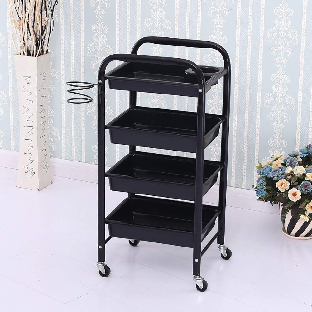 Carrello per Salone Di Bellezza con 4 Cassetti in e Porta Asciugacapelli - Organizer per Impieghi Gravosi