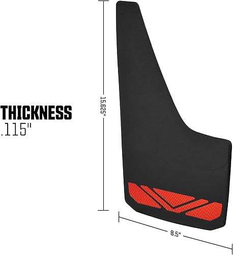 Miniatura 7 de RoadSport 4766 'B' Series Guarda barro, de ajuste universal, de alta calidad. Negro con prisma rojo; 15-3/4 pulgadas de alto x 8-7/8 pulgadas de