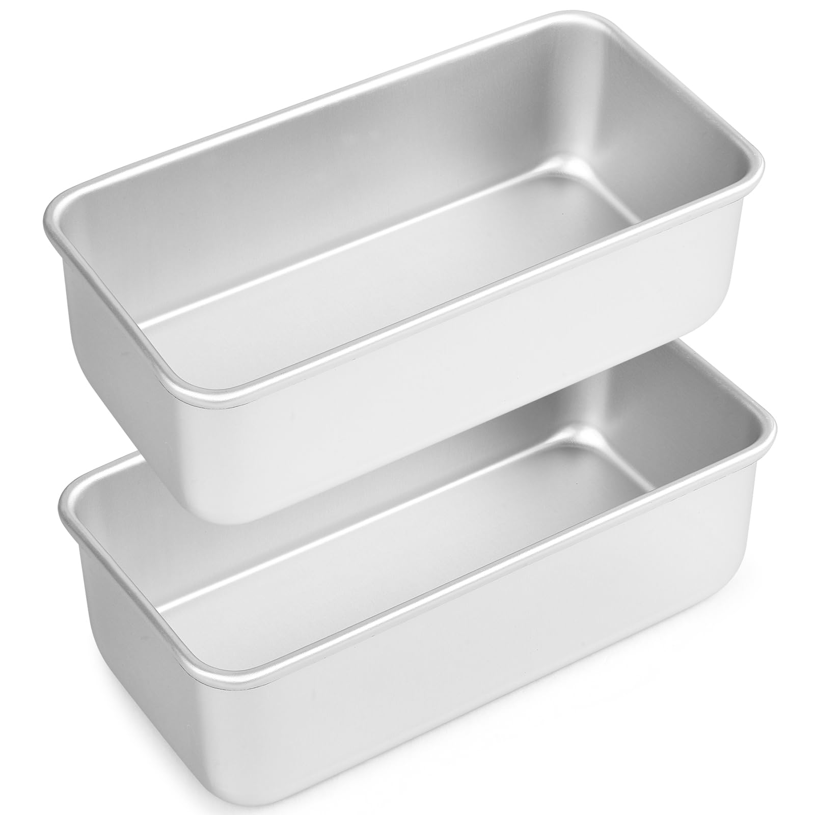 Set di 2 Teglia per pane Rettangolare in Alluminio Anodizzato, per Cuocere Pane, Torte e Toast, 20 x 10 x 6,5 cm, Argento