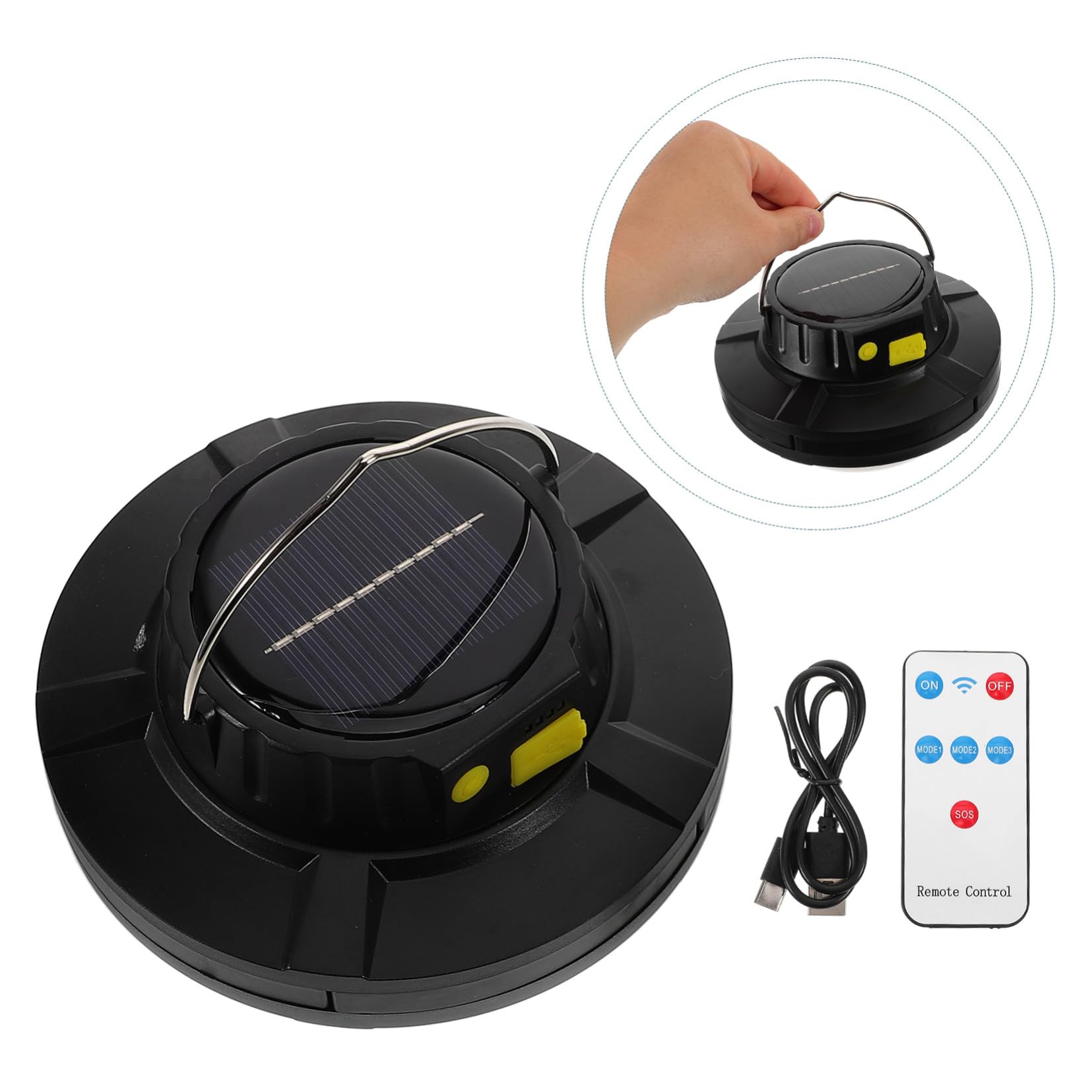 Linterna Solar Recargable USB Luz Emergencia Portátil para Camping Senderismo y con Luz para Tienda y Rv Exterior