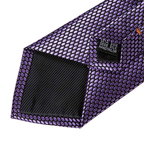 Image of DiBanGu Plaid Ties for Men Silk Checkered Necktie and Pocket Square Cufflinks Tie Clip Set with Gift Box for Wedding Business