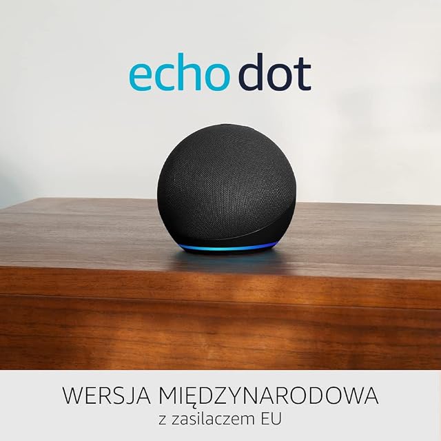 Echo Dot (5. generacja, 2022) | Wersja międzynarodowa | Inteligentny głośnik z Alexą | Kolor Grafitowy | Język polski niedostępny
