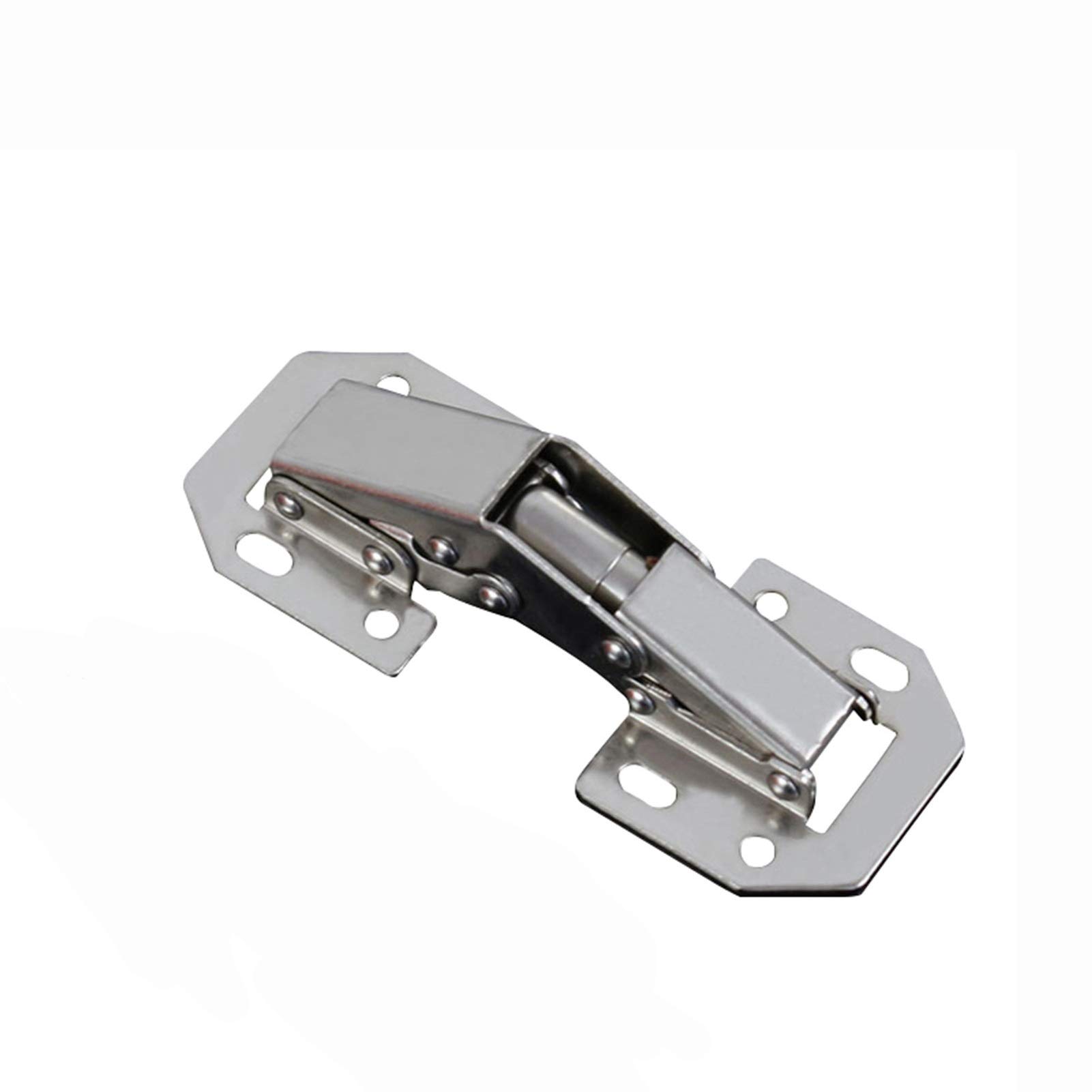 10pcs Cold-Rolled Steel Bridge Hinge, Hydraulic Buffer, Nickel-Plated Surface, Strong and Durable, Cabinet and Closet Doors(170°)