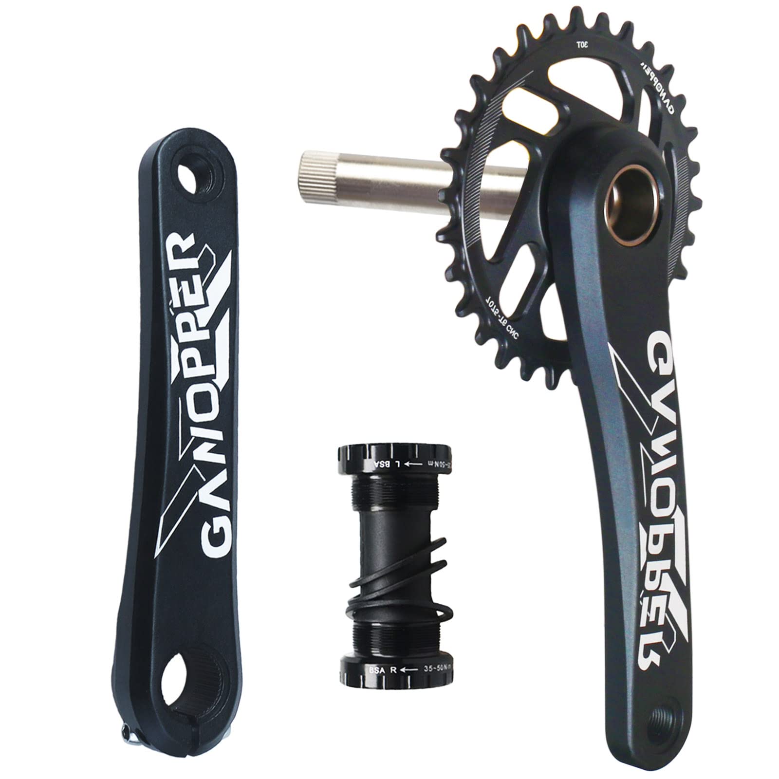 175 MTB Crankset 10 11 12 Speed Mountain Road Bike Crankset Crank Suit Easy to Modify 104 BCD Crank Arm Set Dirt Bike with 68mm 73mm Bottom Bracket Kit 30 Tooth Chainring (30T Bike Crankset)